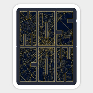 Moscow, Russia City Map Typography - Gold Art Deco Sticker